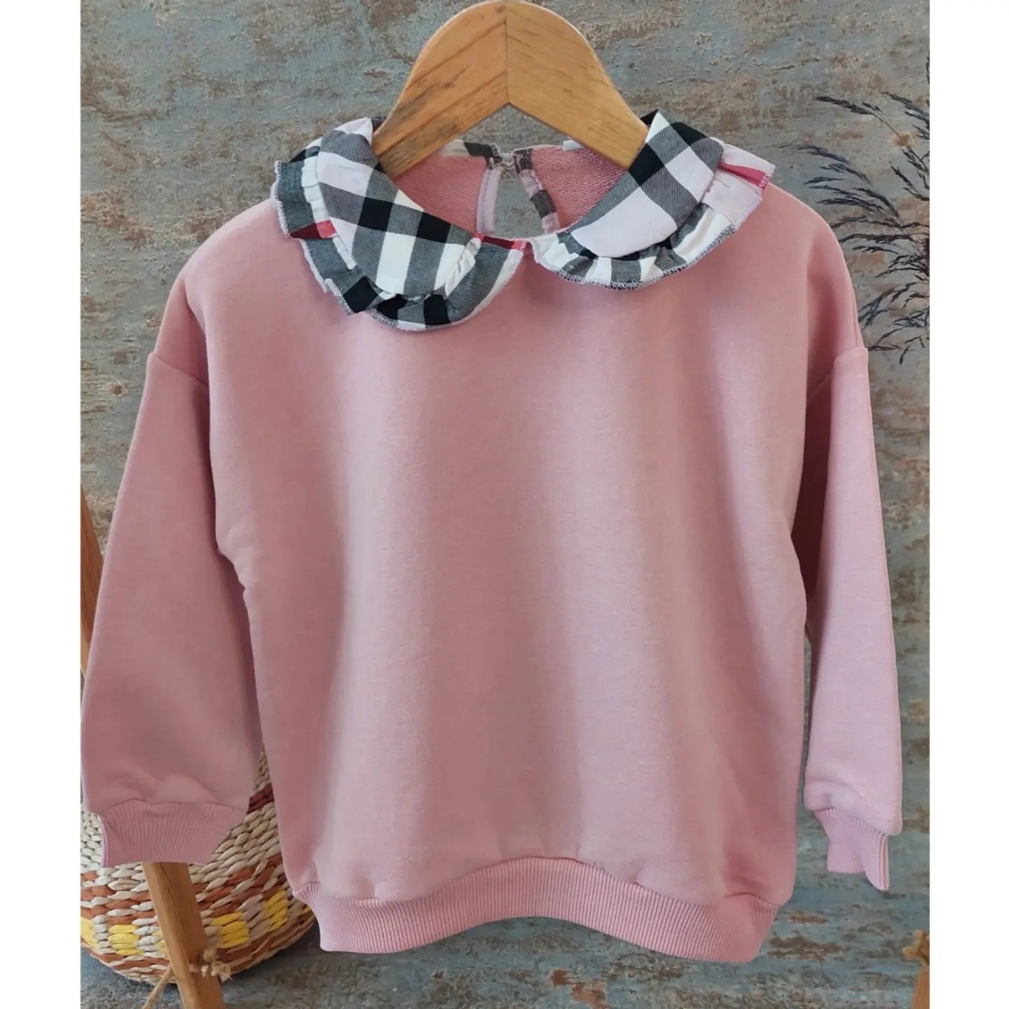 Bebe Yakalı, Pudra Rengi Sweatshirt