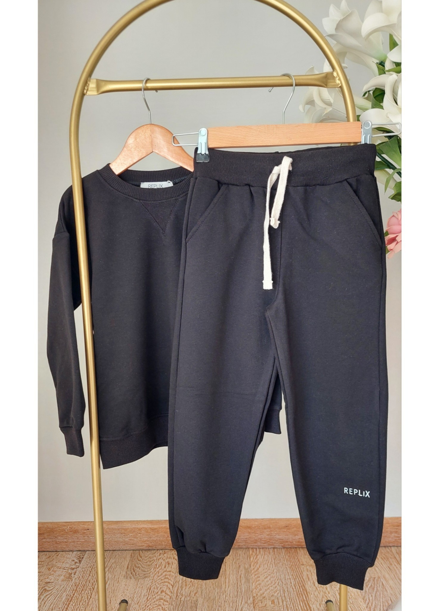 Siyah Renkli,3iplik,Şardonsuz,Unisex Basic Takım