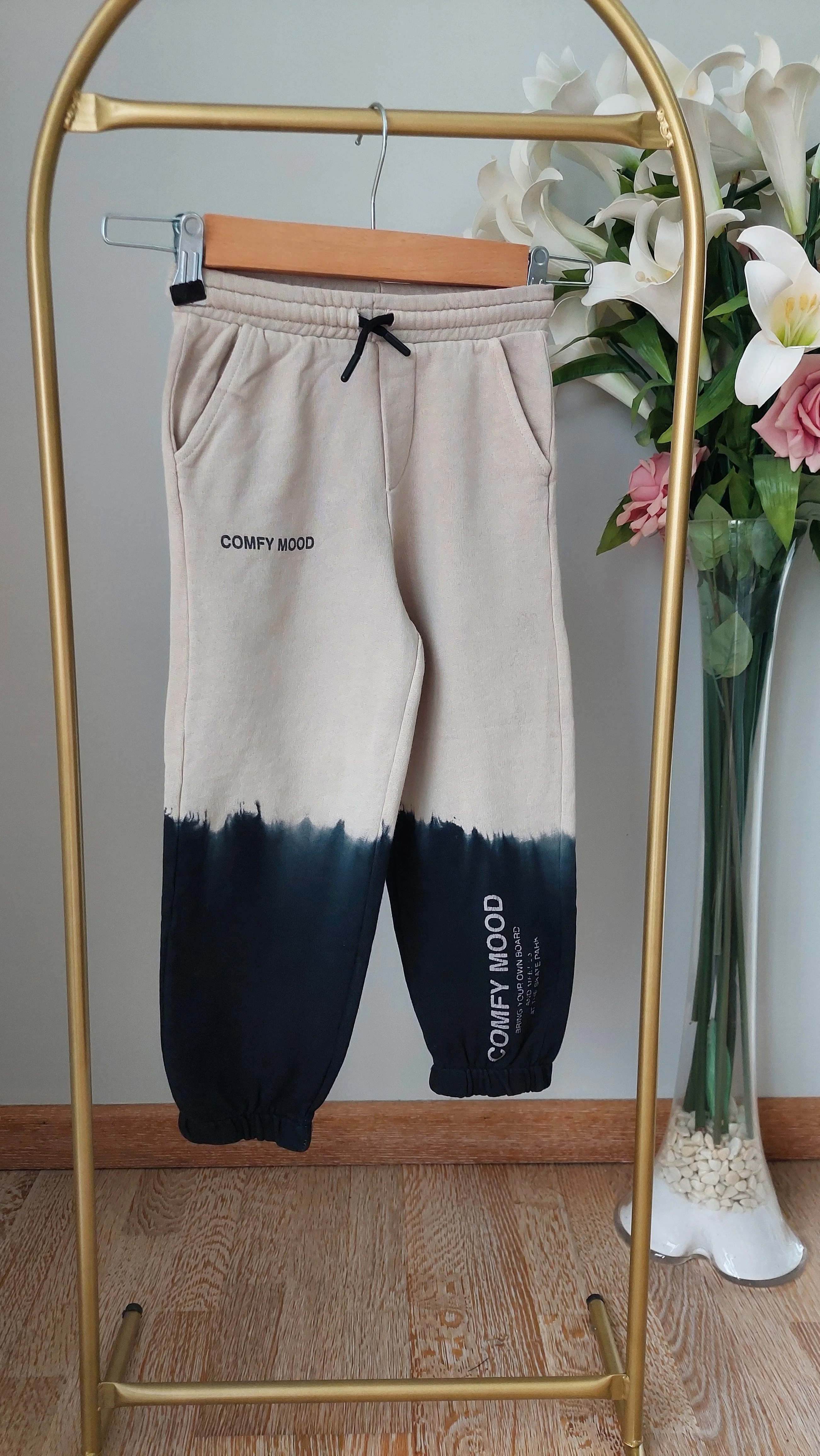 Krem,Siyah Unisex Eşofman Altı 