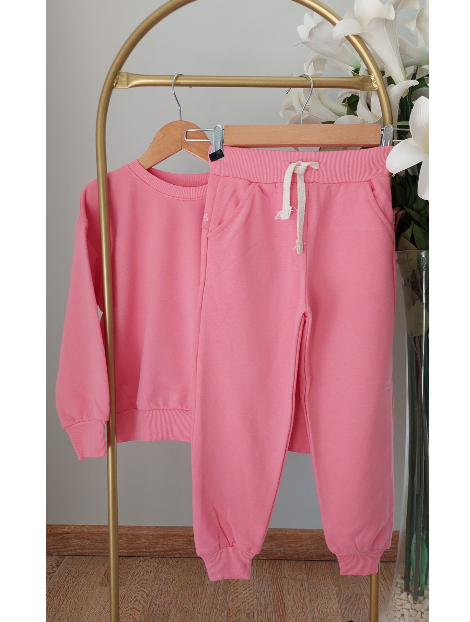 Pembe ,3 İplik, Şardonsuz, Eşofman Takımı