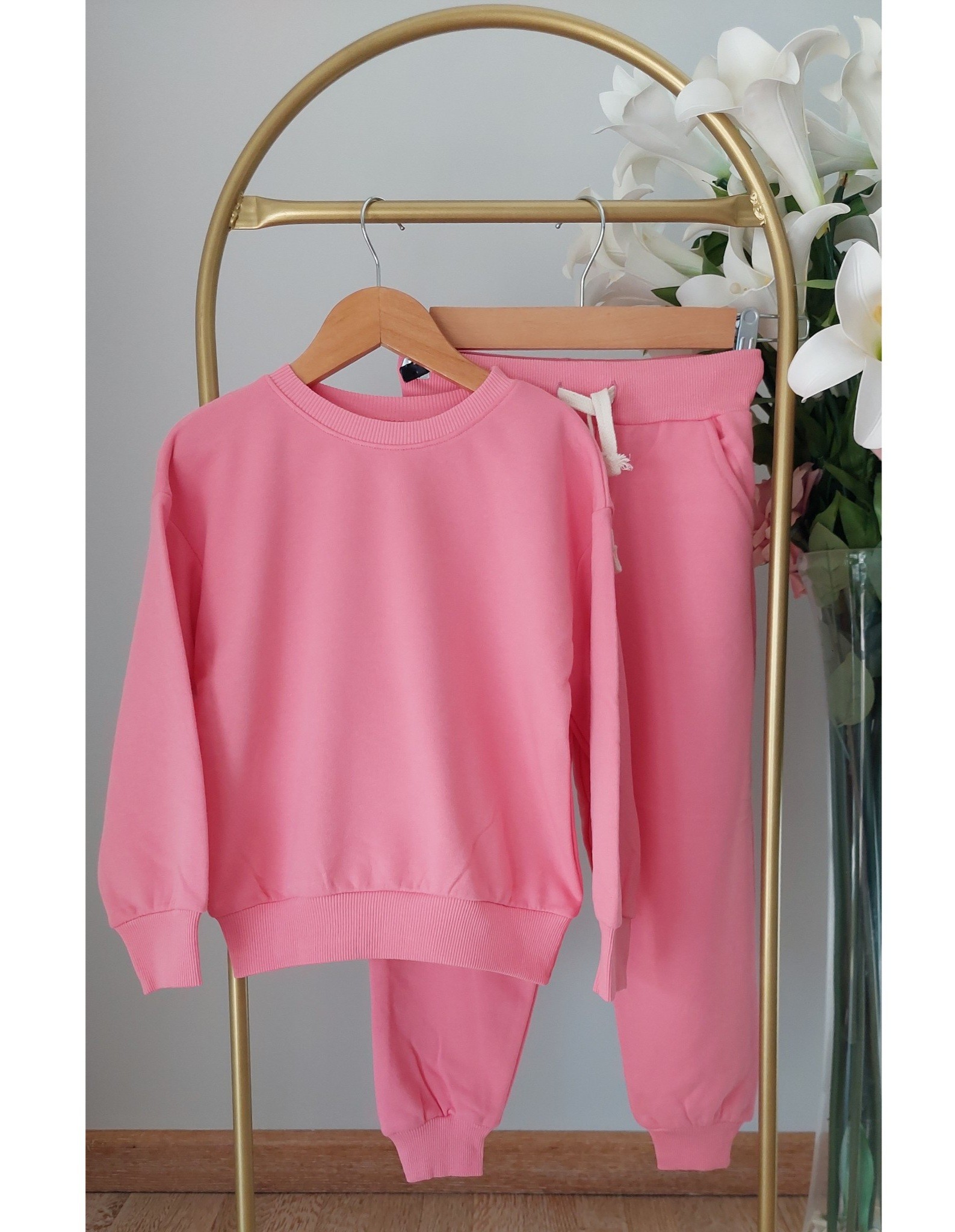Pembe ,3 İplik, Şardonsuz, Eşofman Takımı
