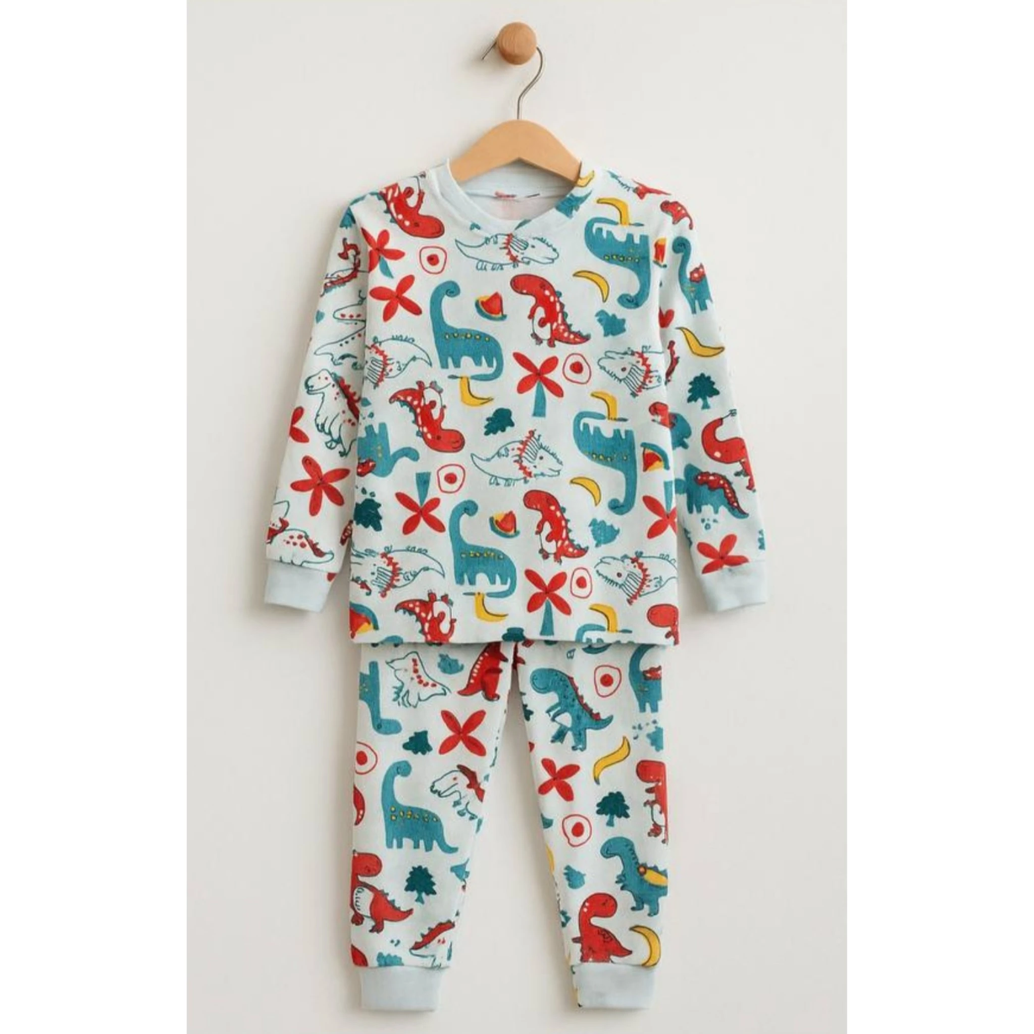 Dinozor Baskılı,Unisex Pijama Takımı 