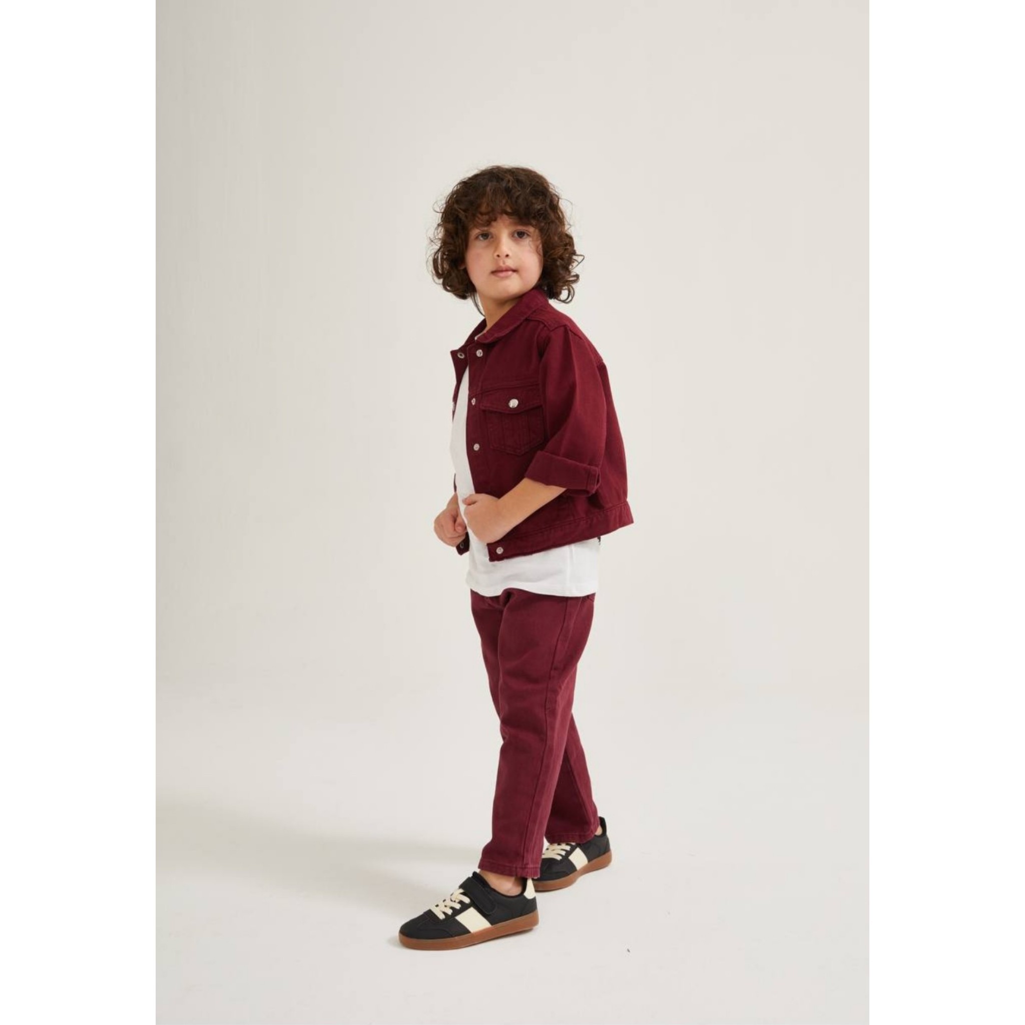 Bordo Renkli,Kot Ceketli Unisex Takım