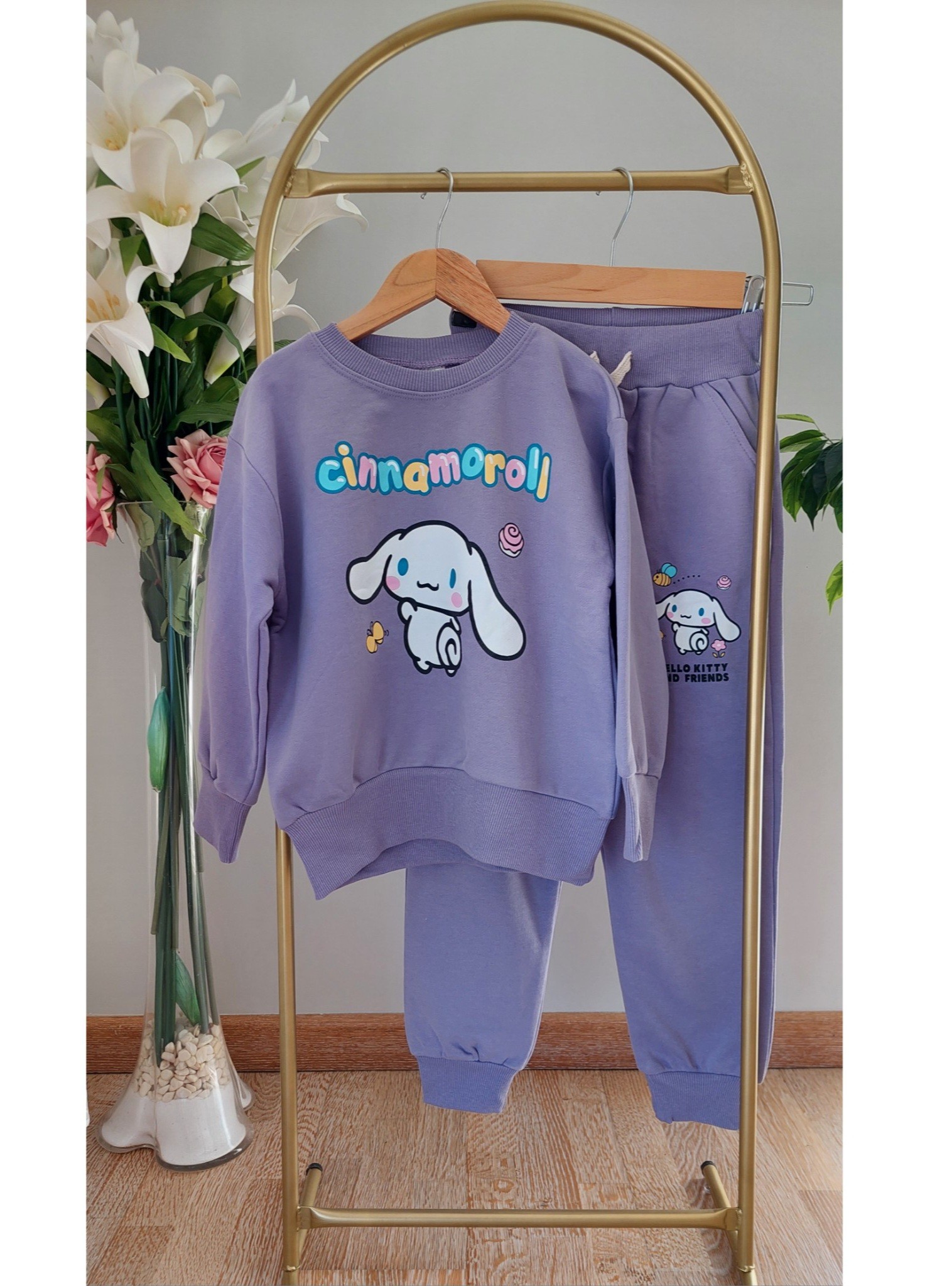 Mor Renkli,Cinnamoroll Baskılı Eşofman Takımı