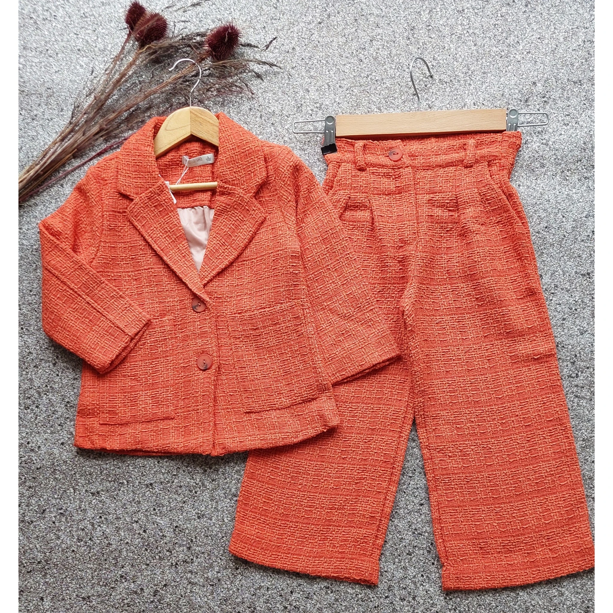 Turuncu ,Kız Çocuk, Ceketli Takım 