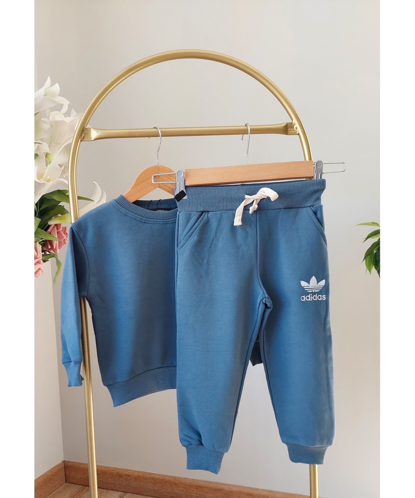 Mavi Renk,3 İplik Kumaşında Şardonsuz, Unisex Eşofman Takımı