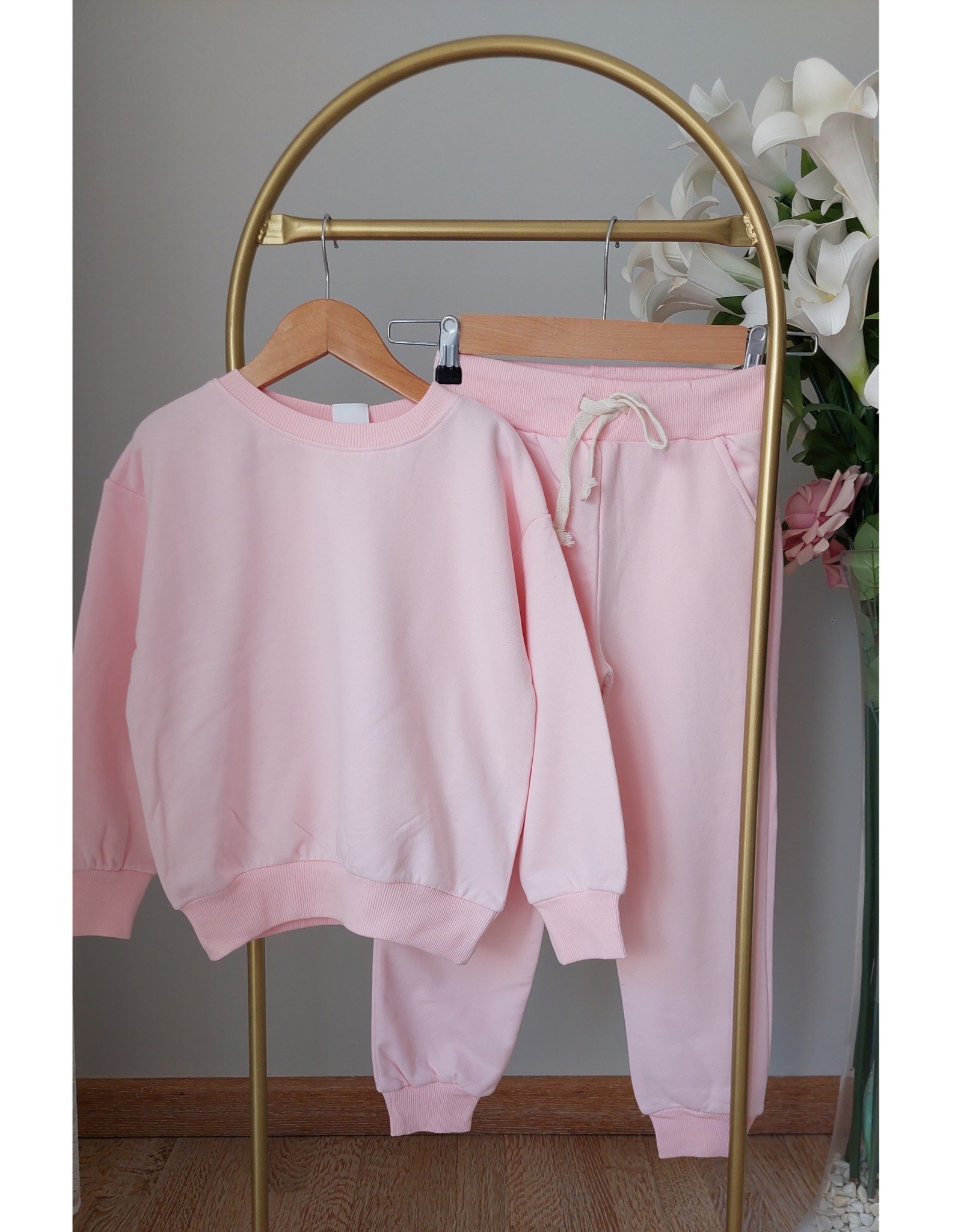 Toz Pembe,3 İplik,Şardonsuz,Eşofman Takımı