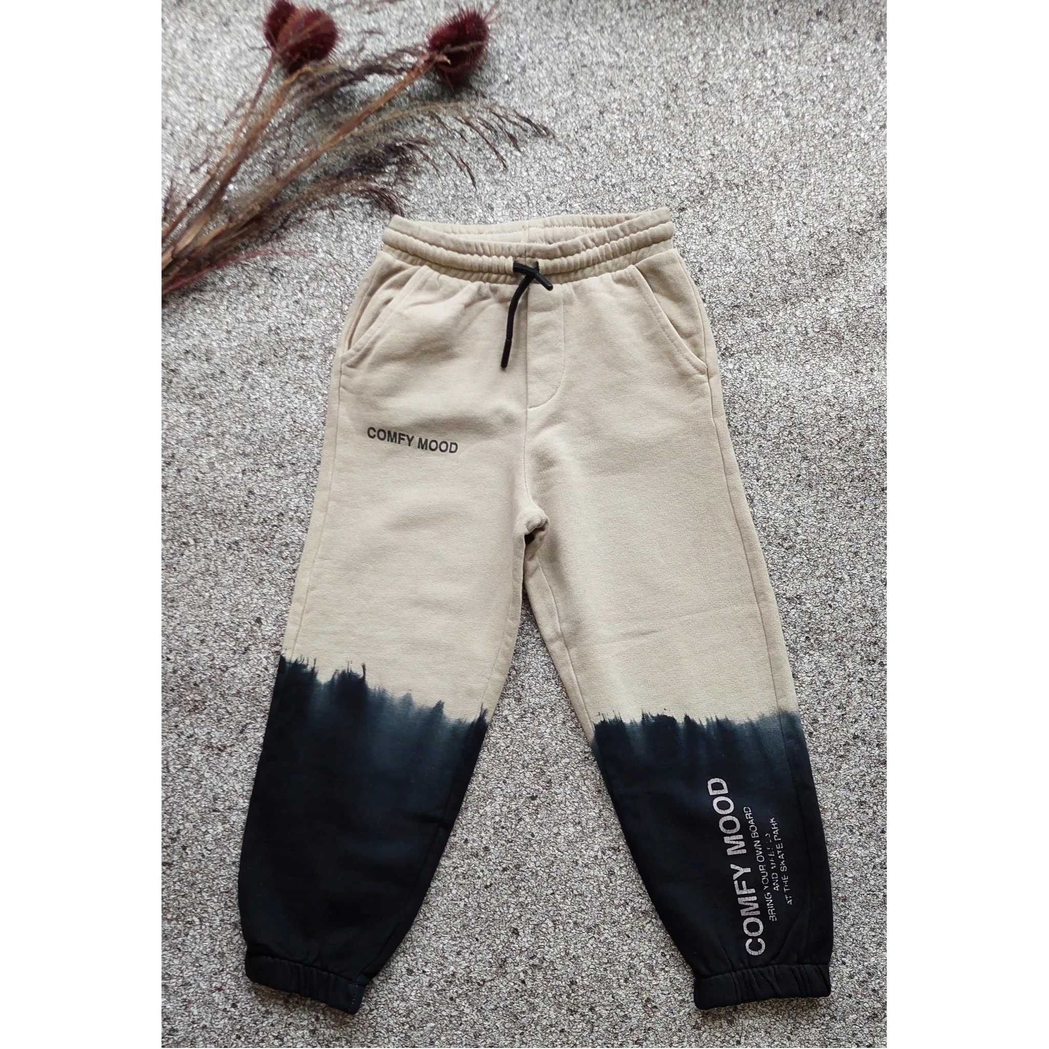 Krem,Siyah Unisex Eşofman Altı 