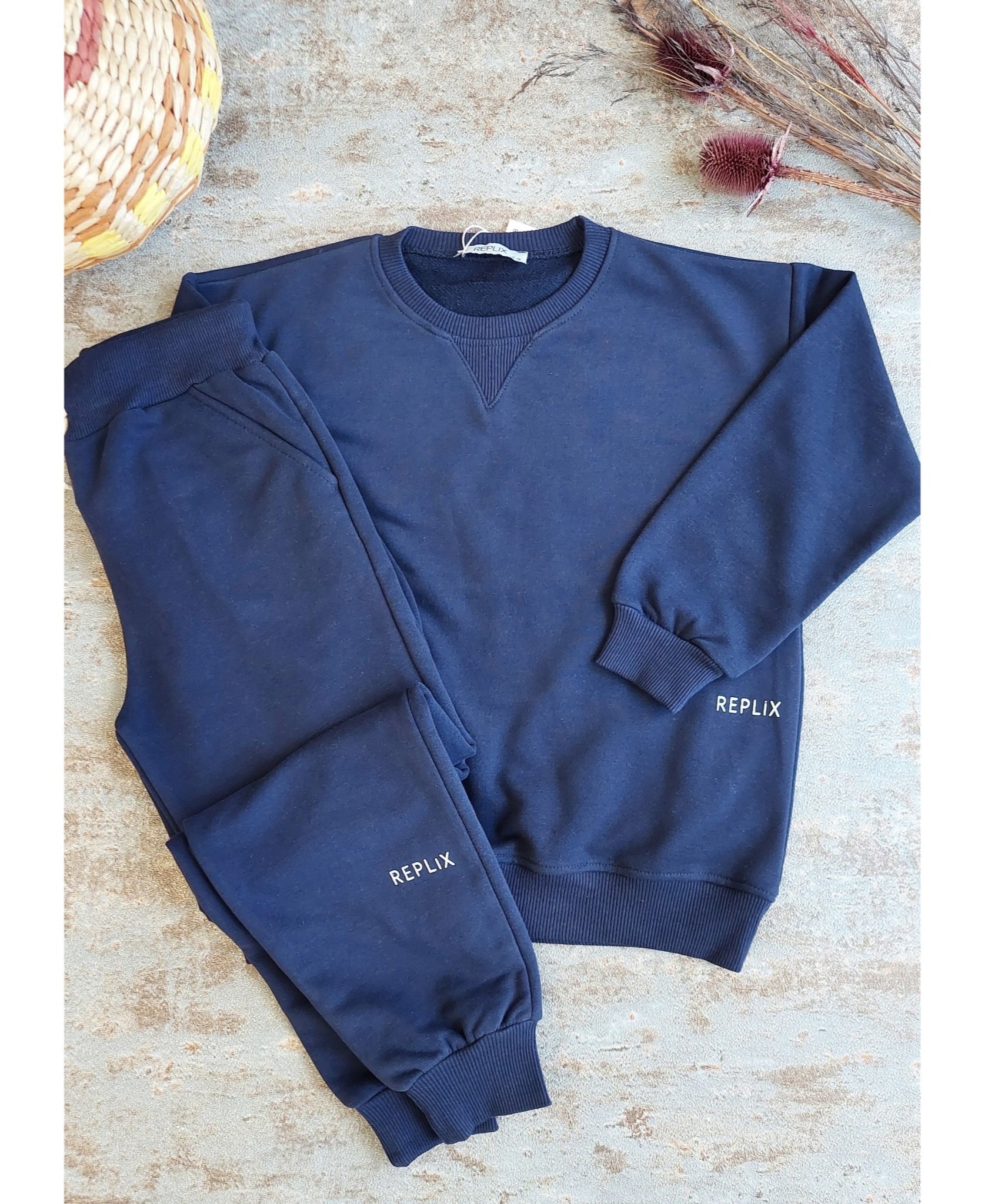 Lacivert Renklii,3iplik,Şardonsuz,Unisex Basic Takım
