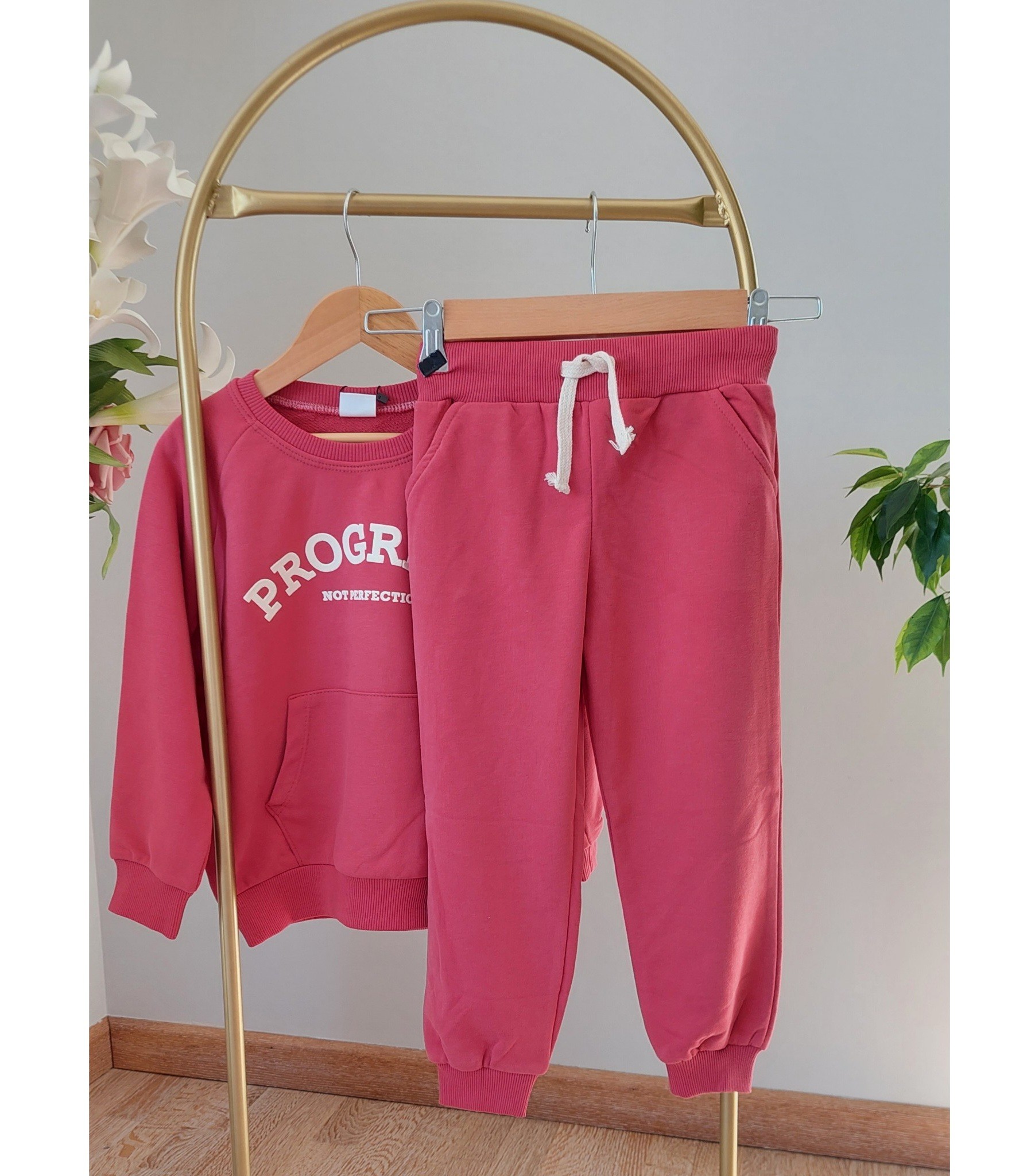 Kırmızı Renk,3 İplik, Şardonsuz,Unisex Eşofman Takımı