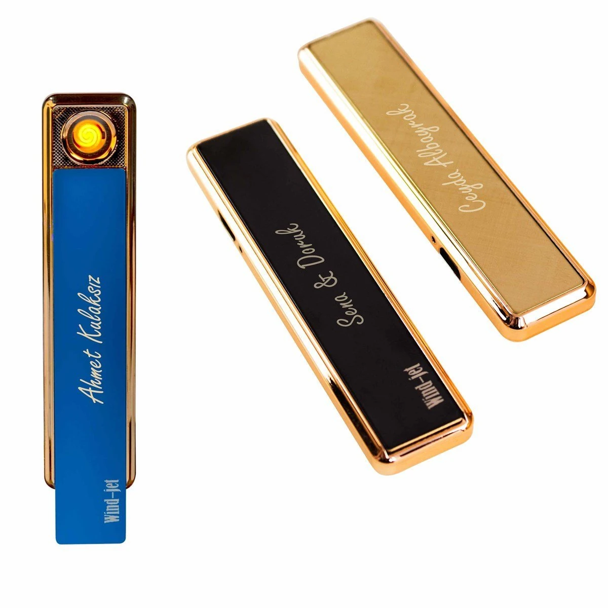 Kişiye Özel Usb Şarjlı Rezistanslı Metal Lüx Çakmak