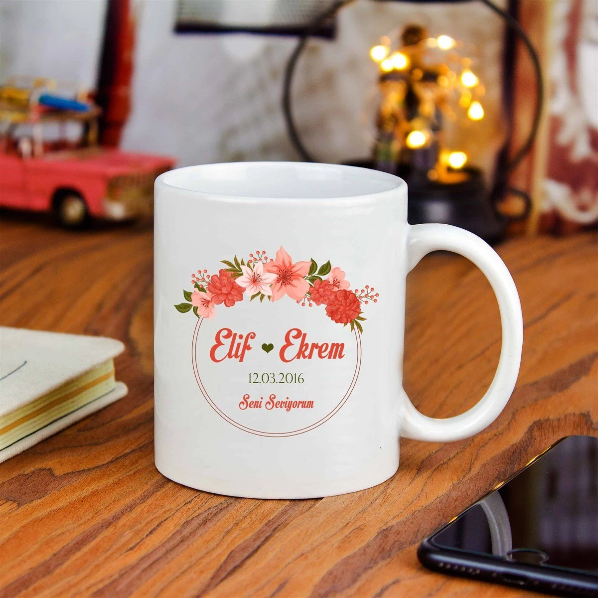 Kişiye Özel Seni Seviyorum Temalı Seramik Kupa Bardak