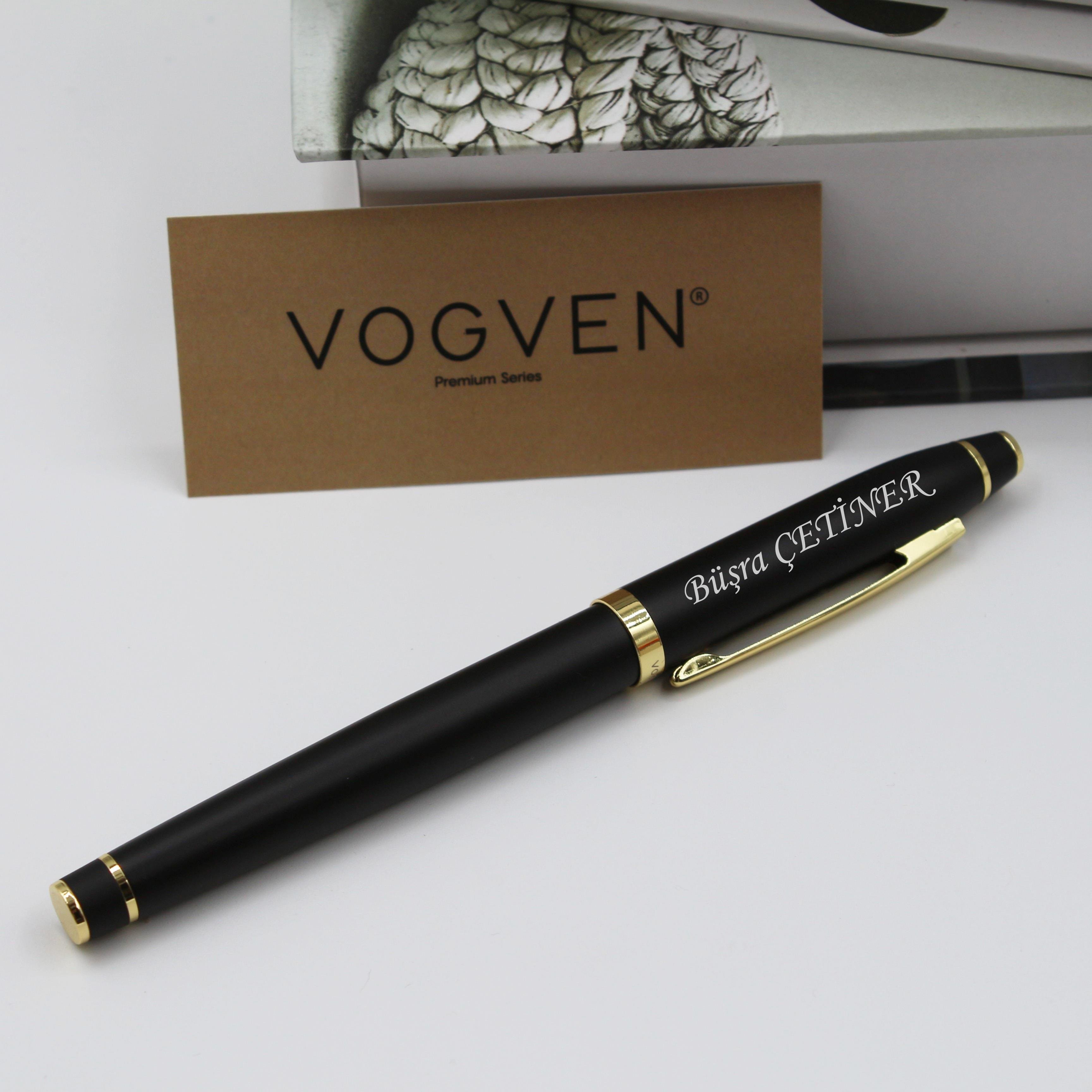 Vogven Marka İsme Özel Gold Detaylı Premium Roller Kalem