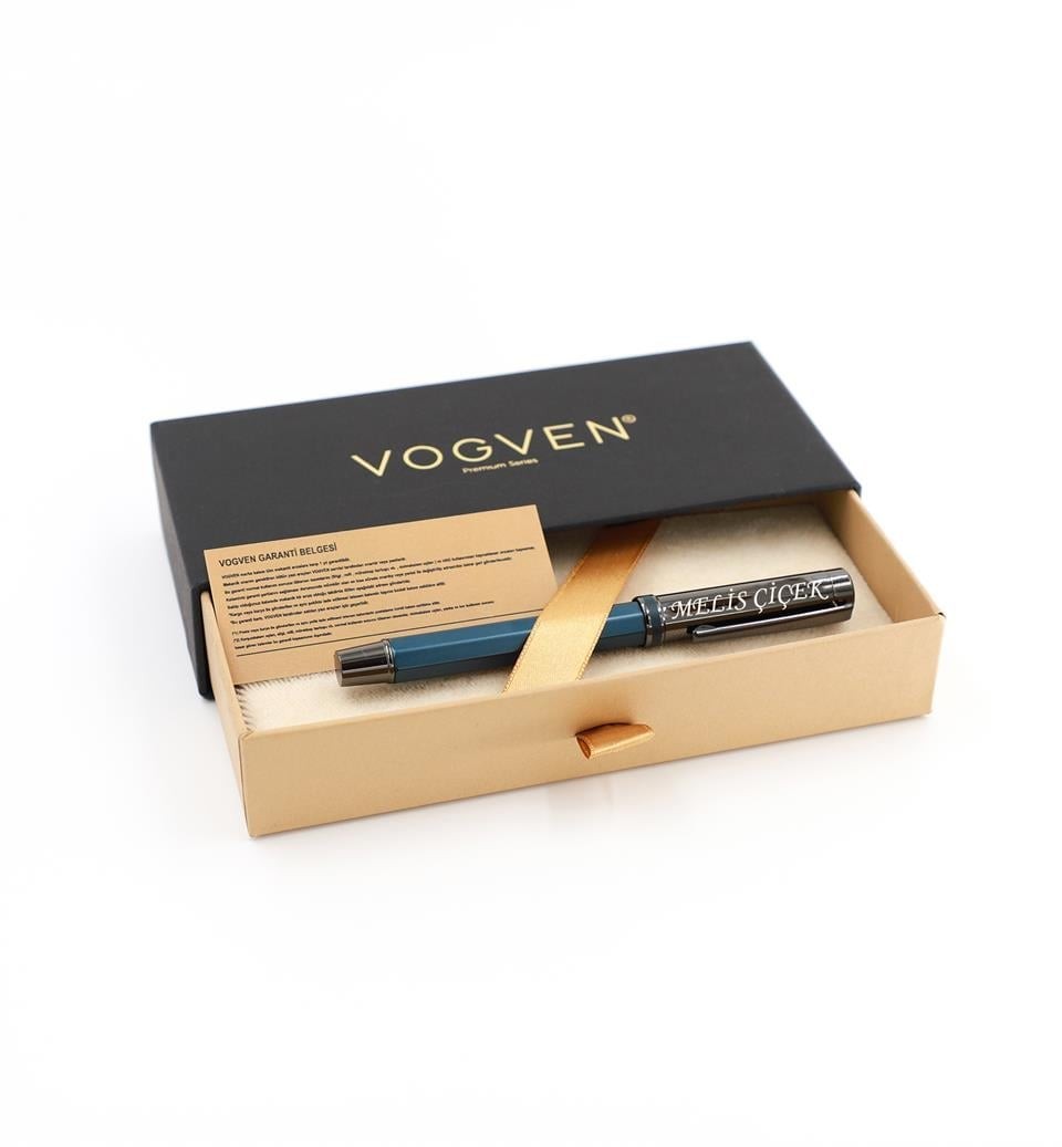Vogven Marka Kişiye Özel Metal Roller Kalem - Mavi