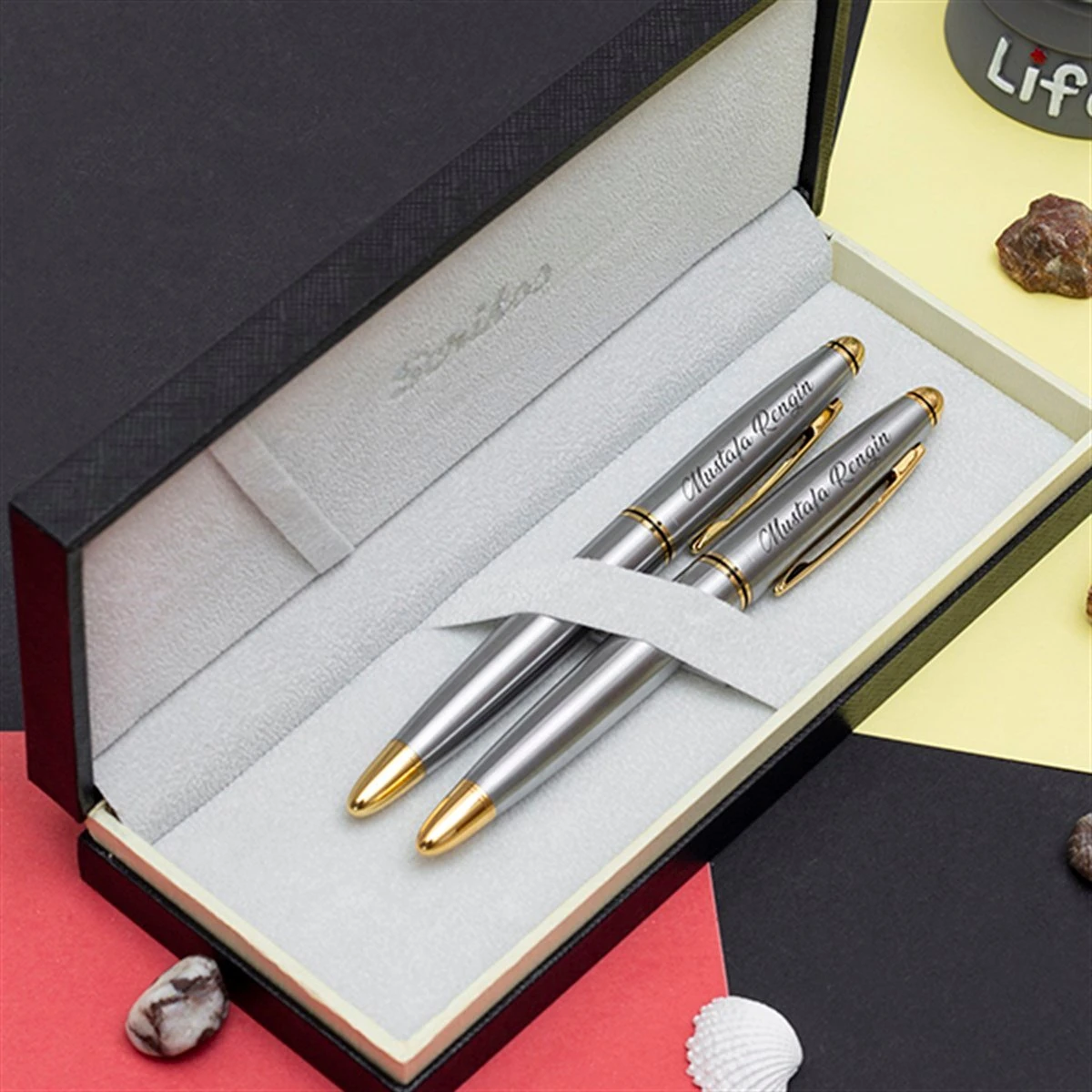 Scrikss Knight 88 İsme Özel 2'li Roller ve Dolma Kalem Seti - Gold Renk