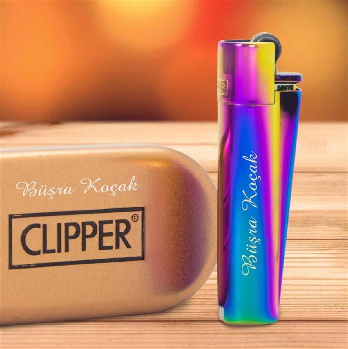 Kişiye Özel Clipper Marka Metal Taşlı Çakmak