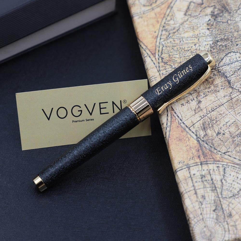 Vogven Marka Kişiye Özel Prestij Siyah Renk Metal Roller Kalem