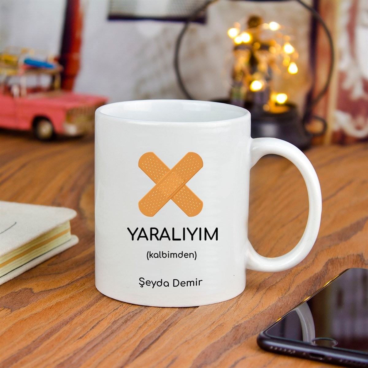 Kişiye Özel Yaralıyım Temalı Seramik Kupa Bardak