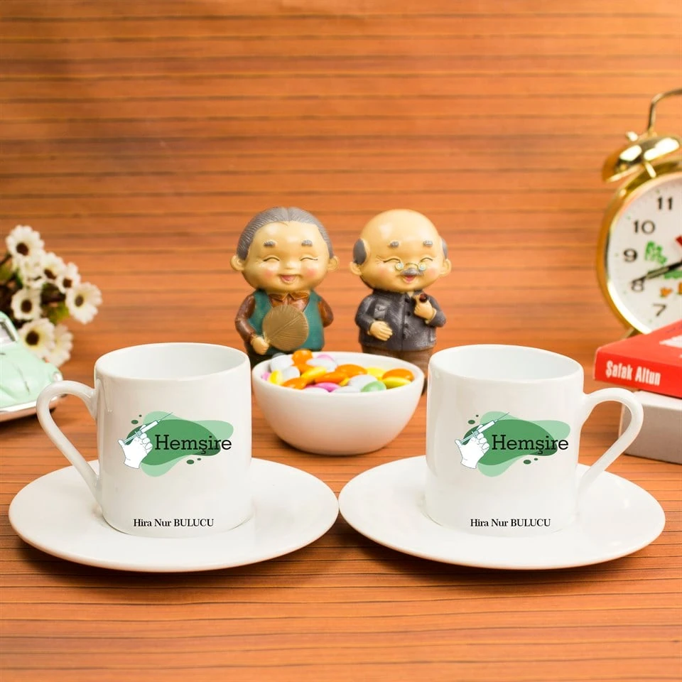 Kişiye Özel Türk Kahvesi Fincanı Seti - Hemşire