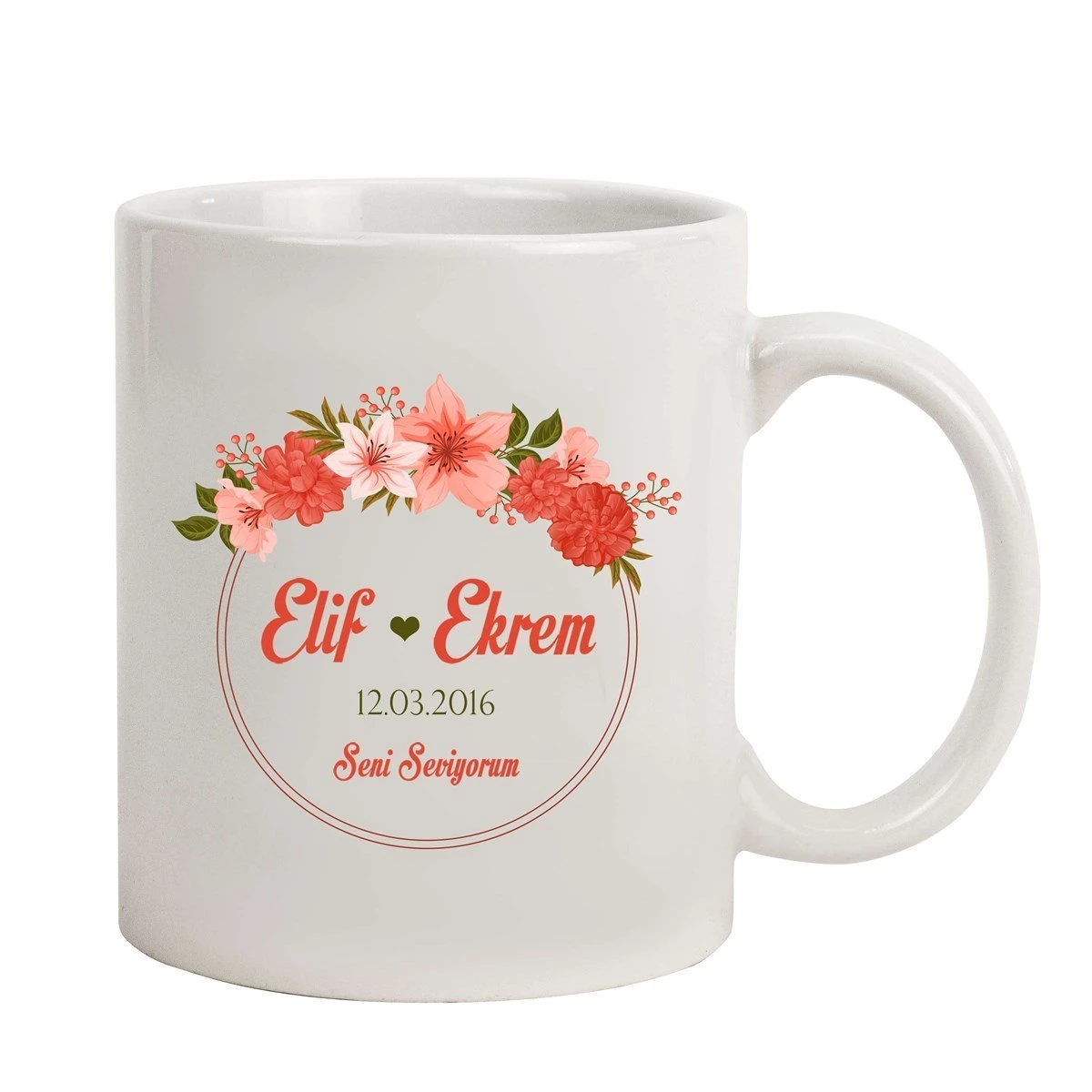 Kişiye Özel Seni Seviyorum Temalı Seramik Kupa Bardak