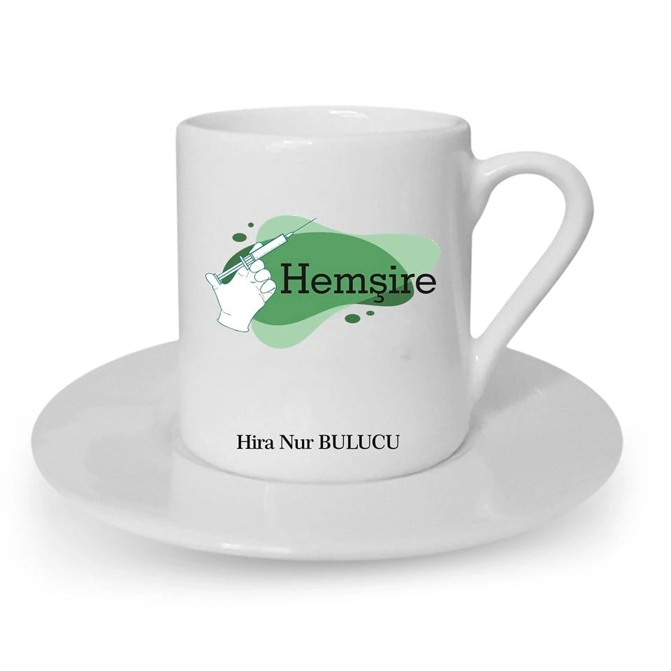 Kişiye Özel Türk Kahvesi Fincanı Seti - Hemşire