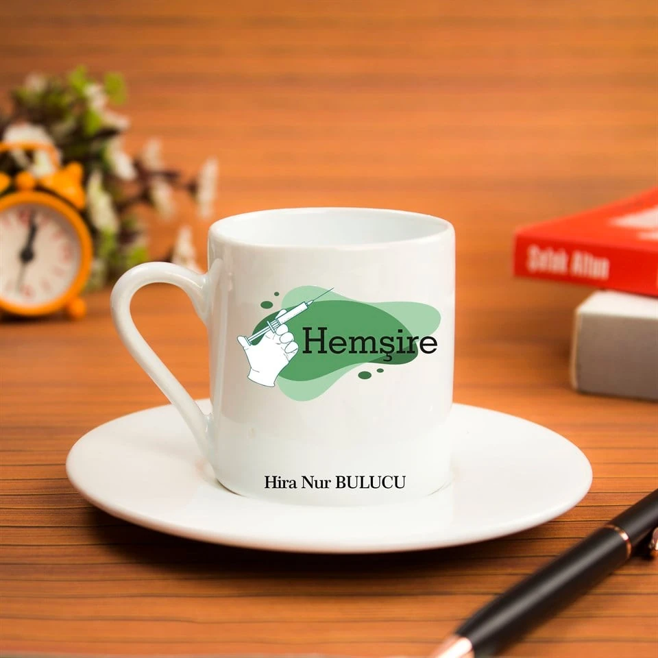 Kişiye Özel Türk Kahvesi Fincanı Seti - Hemşire