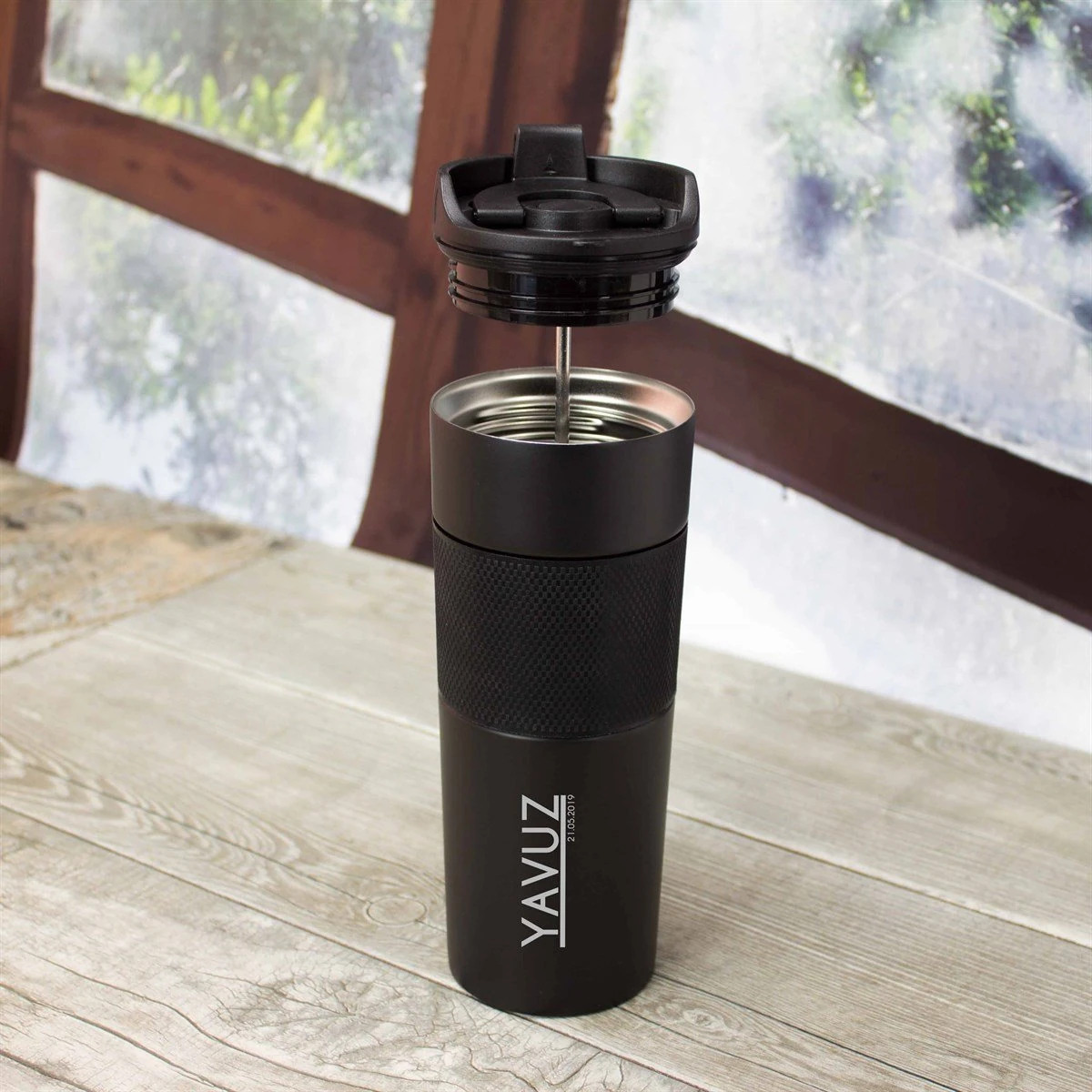 Kişiye Özel French Press Çelik Termos 450 ml