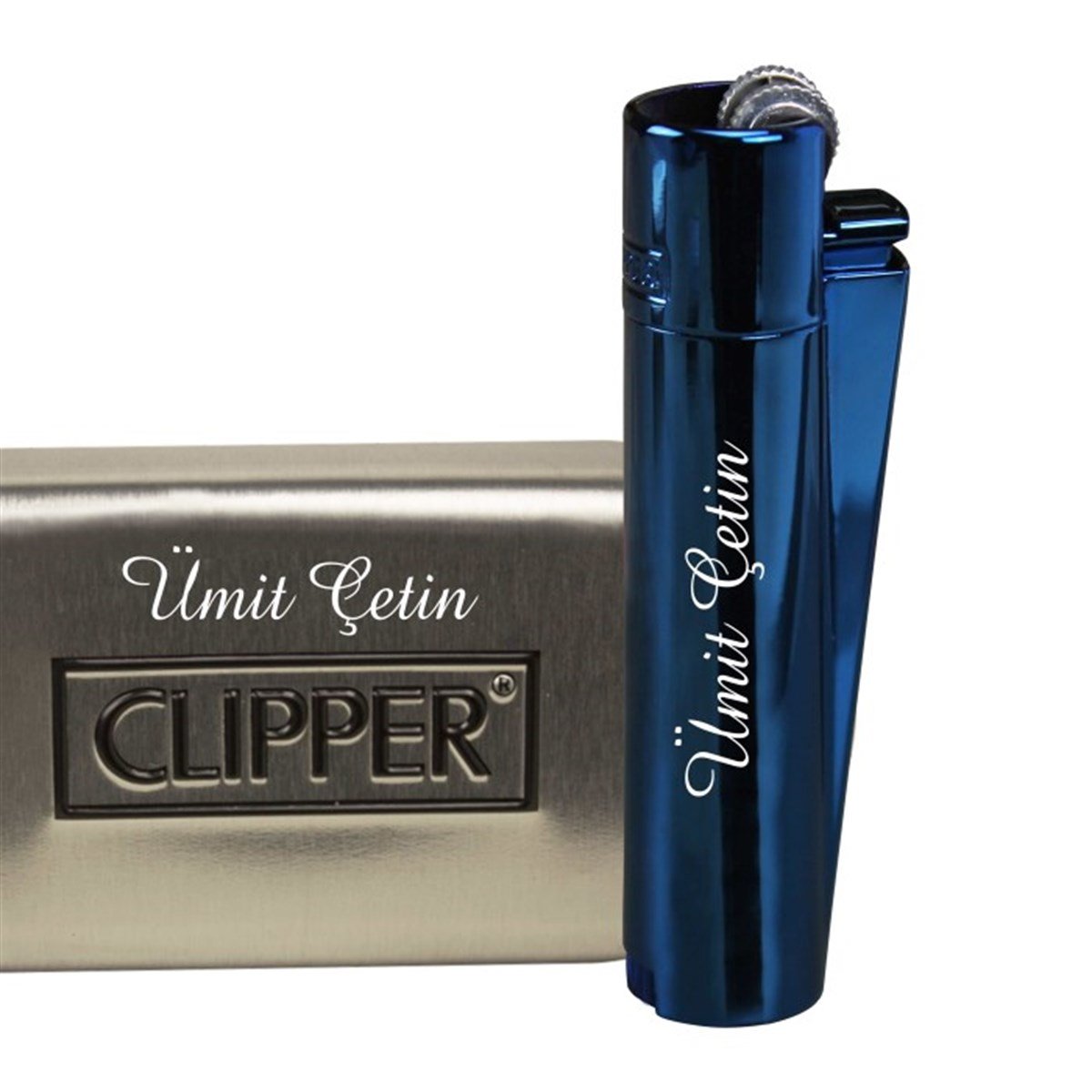 Kişiye Özel Clipper Marka Parlement Mavisi Metal Çakmak 