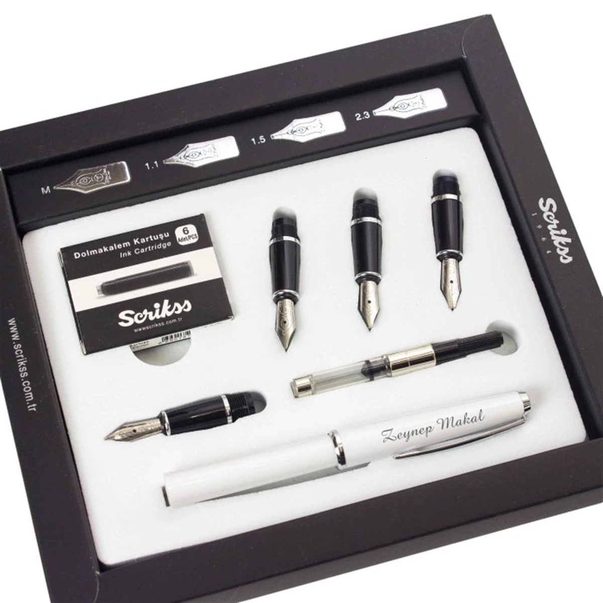 Kişiye Özel Scrikss Şık Kaligrafi Seti Beyaz Renk