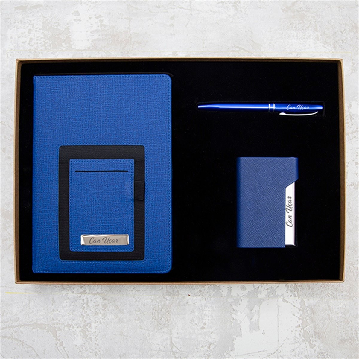 Kişiye Özel Kanguru Defter Kartvizitlik ve Roller Kalem Set - Özel Kutu