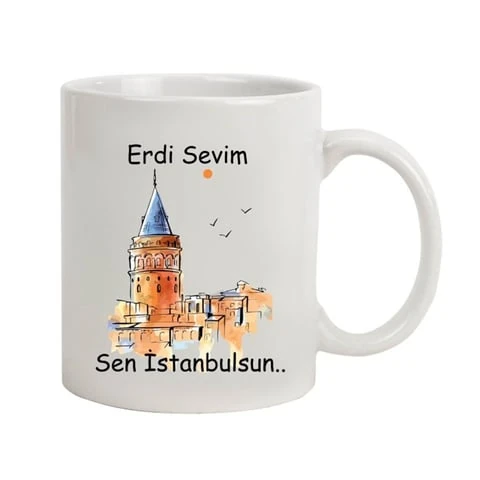 Kişiye Özel Galata Kulesi Temalı Sen İstanbul'sun Seramik Kupa Bardak