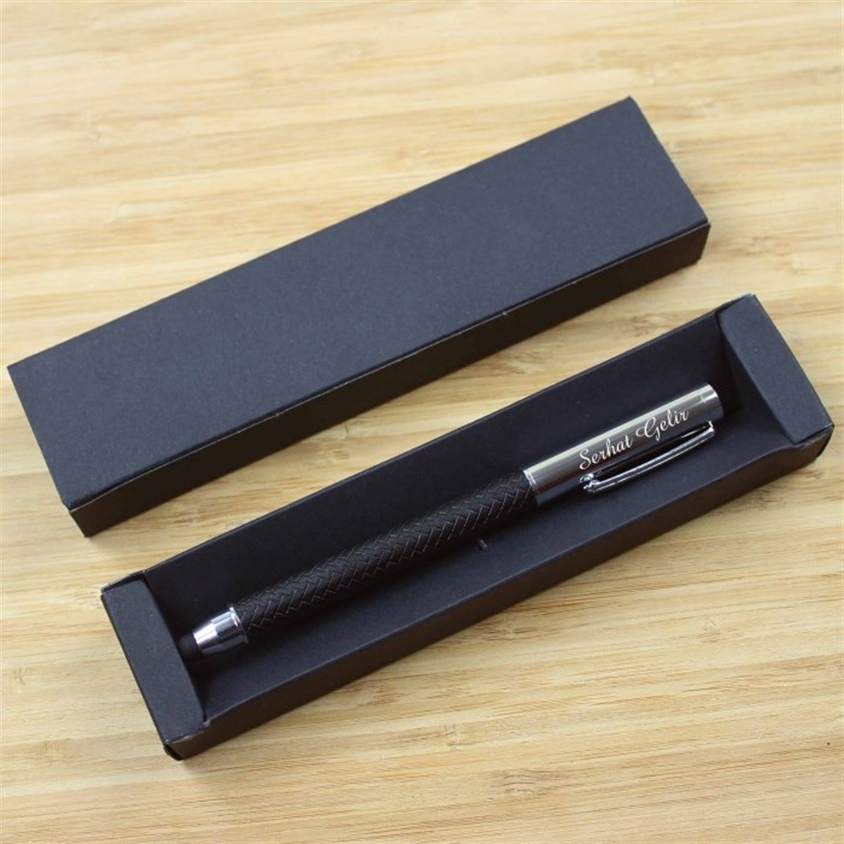 Kişiye Özel Baskılı Siyah Desenli Metal Roller Kalem