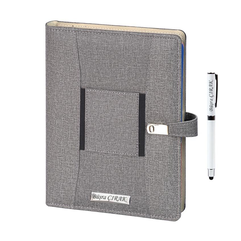 Kişiye Özel Kanguru Cepli Organizerli Tarihsiz Ajanda ve Kalem - Renk Seçenekli