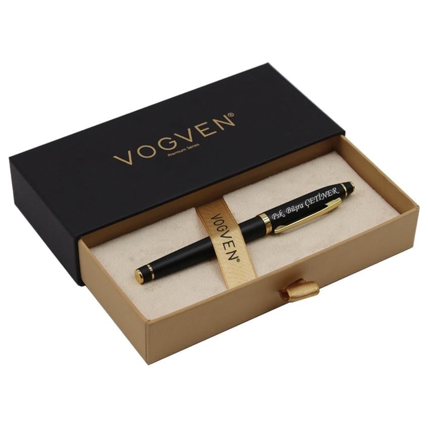 Vogven Marka İsme Özel Gold Detaylı Premium Roller Kalem