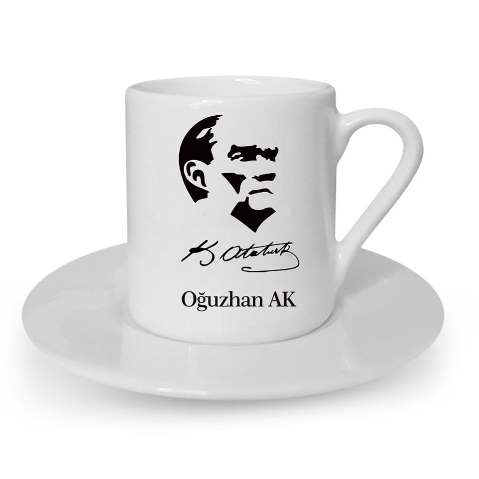 Kişiye Özel Türk Kahvesi Fincanı Seti - Atatürk Silüetli
