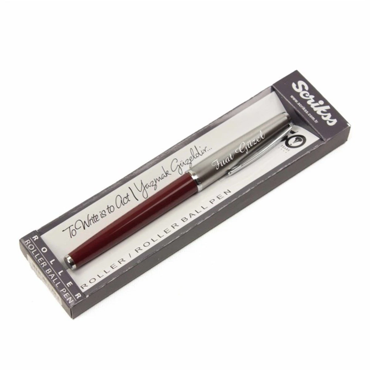 Kişiye Özel Scrikss Metal Gövdeli Roller İmza Kalemi - Bordo Renk