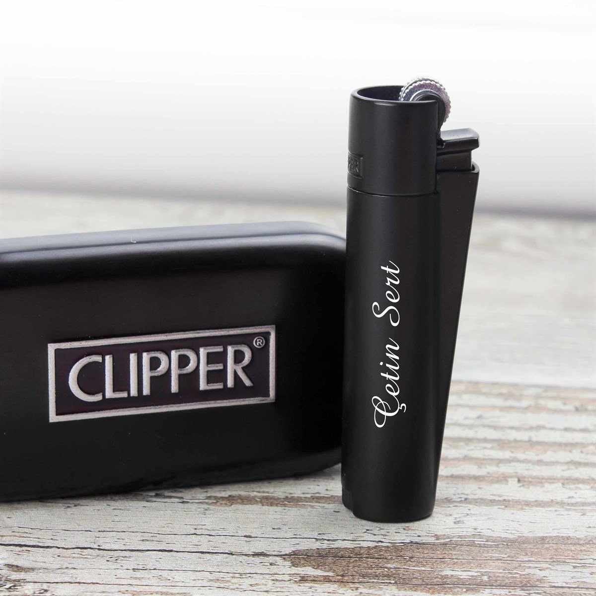 Kişiye Özel Clipper Marka Siyah Renk Metal Çakmak