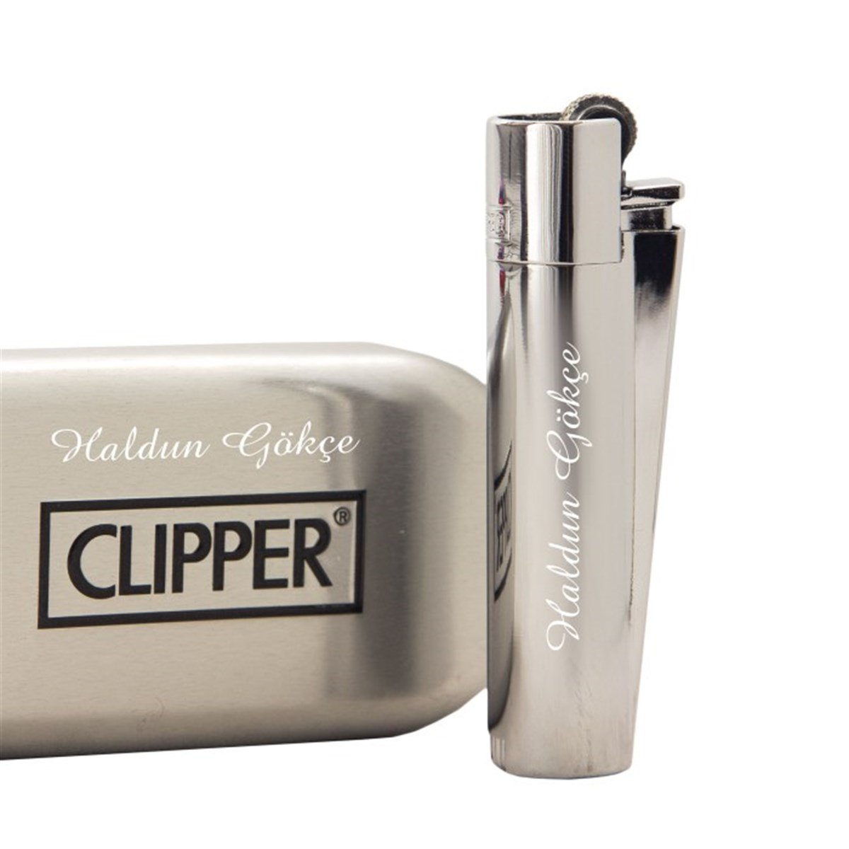Kişiye Özel Clipper Marka Metal Çakmak Parlak Metalik