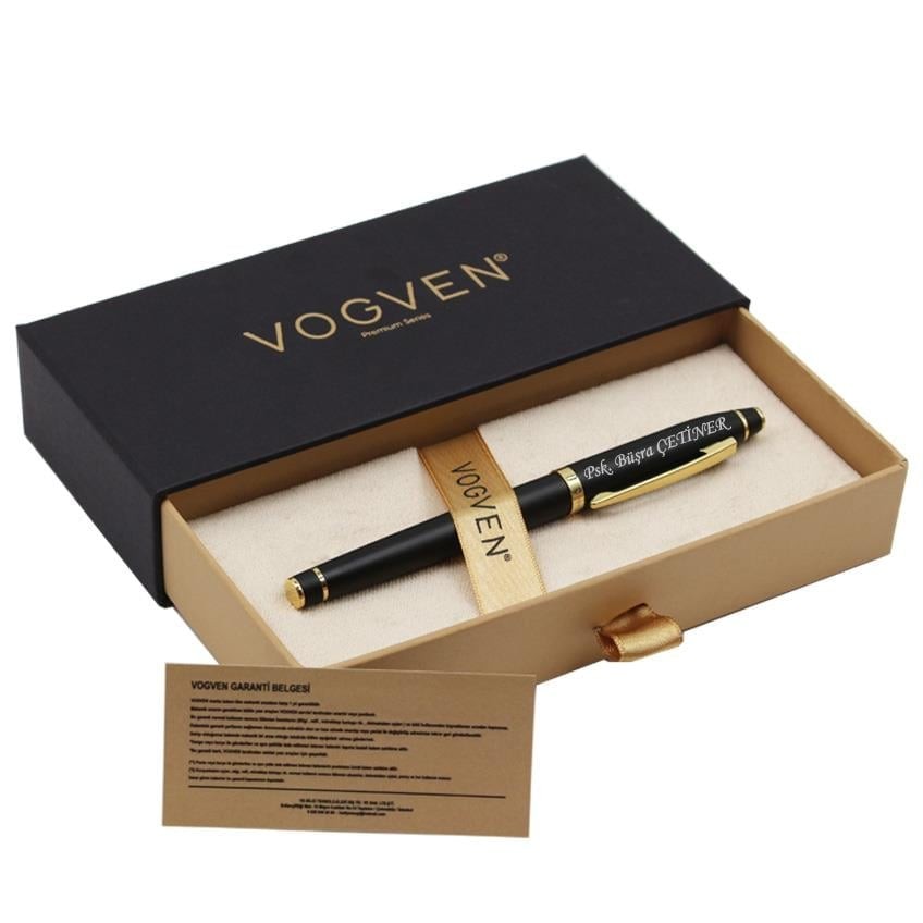 Vogven Marka İsme Özel Gold Detaylı Premium Roller Kalem