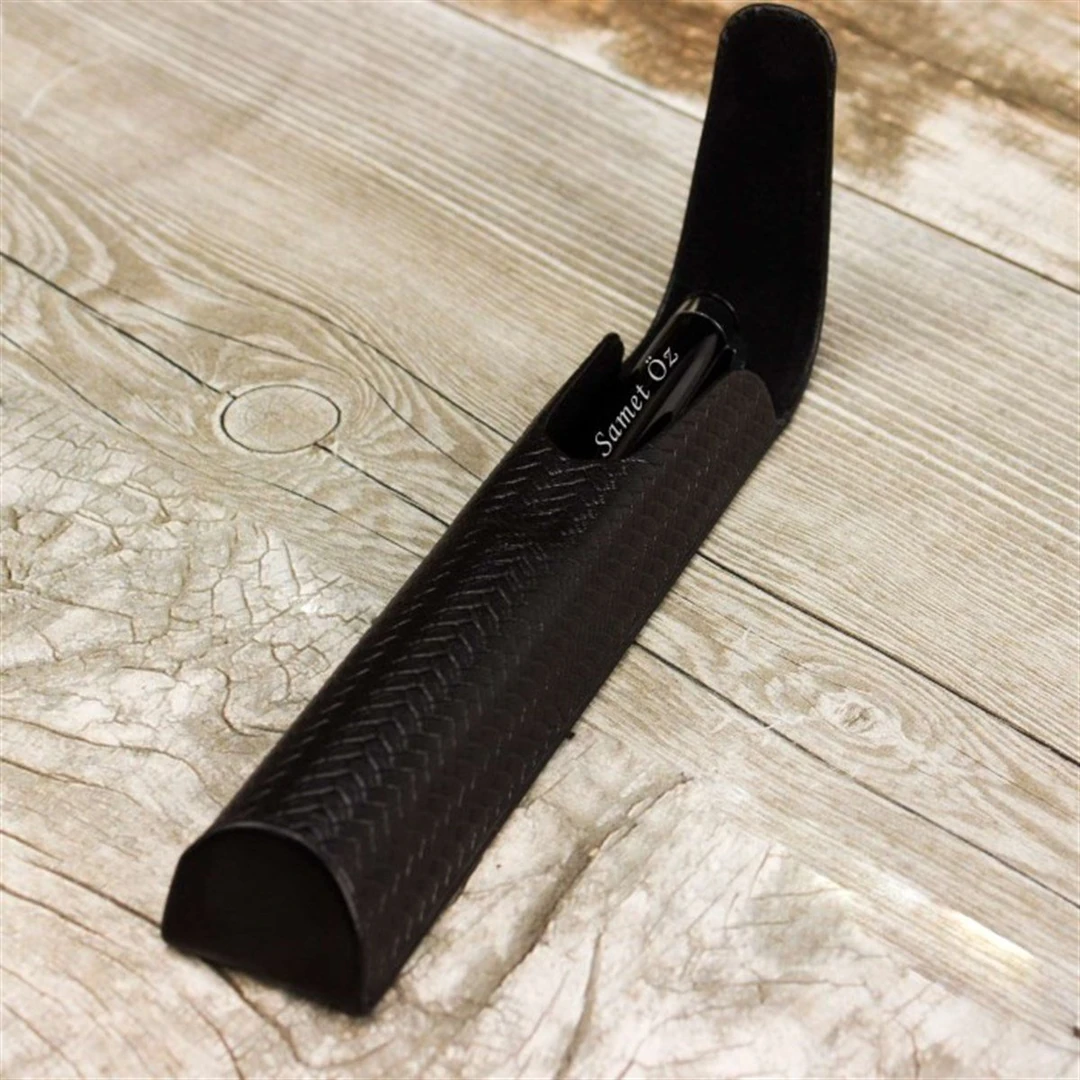 Kişiye Özel Deri Kutulu Desenli Metal Roller Kalem