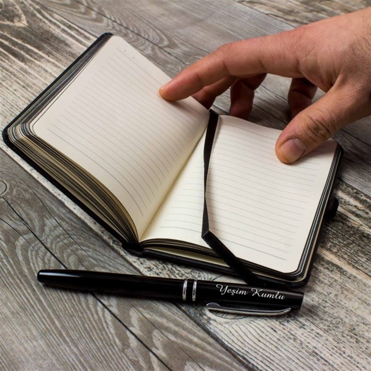 Kişiye Özel Kutulu Defter Kalem Ayna ve Çakmak Seti