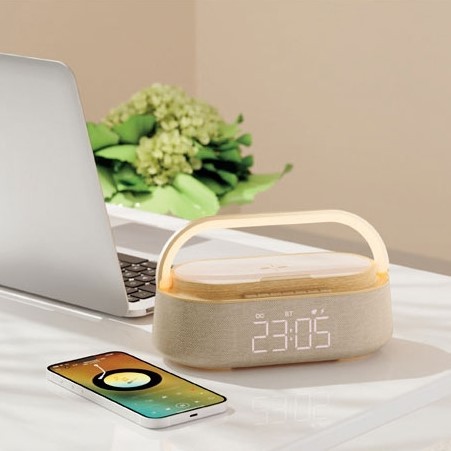 Lüks 5’i Bir Arada Bluetooth Hoparlör Kablosuz Şarj Saat Fonksiyonel Set