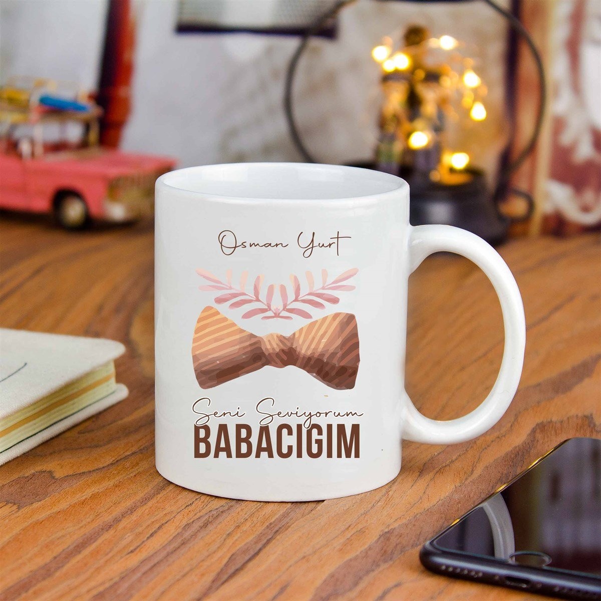 Kişiye Özel Seni Seviyorum Babacığım Temalı Seramik Kupa Bardak