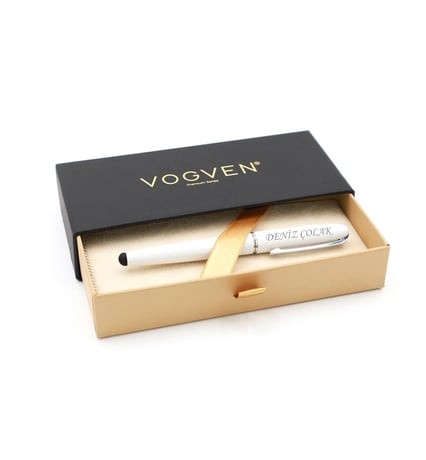 Vogven Marka Kişiye Özel Beyaz Roller Kalem