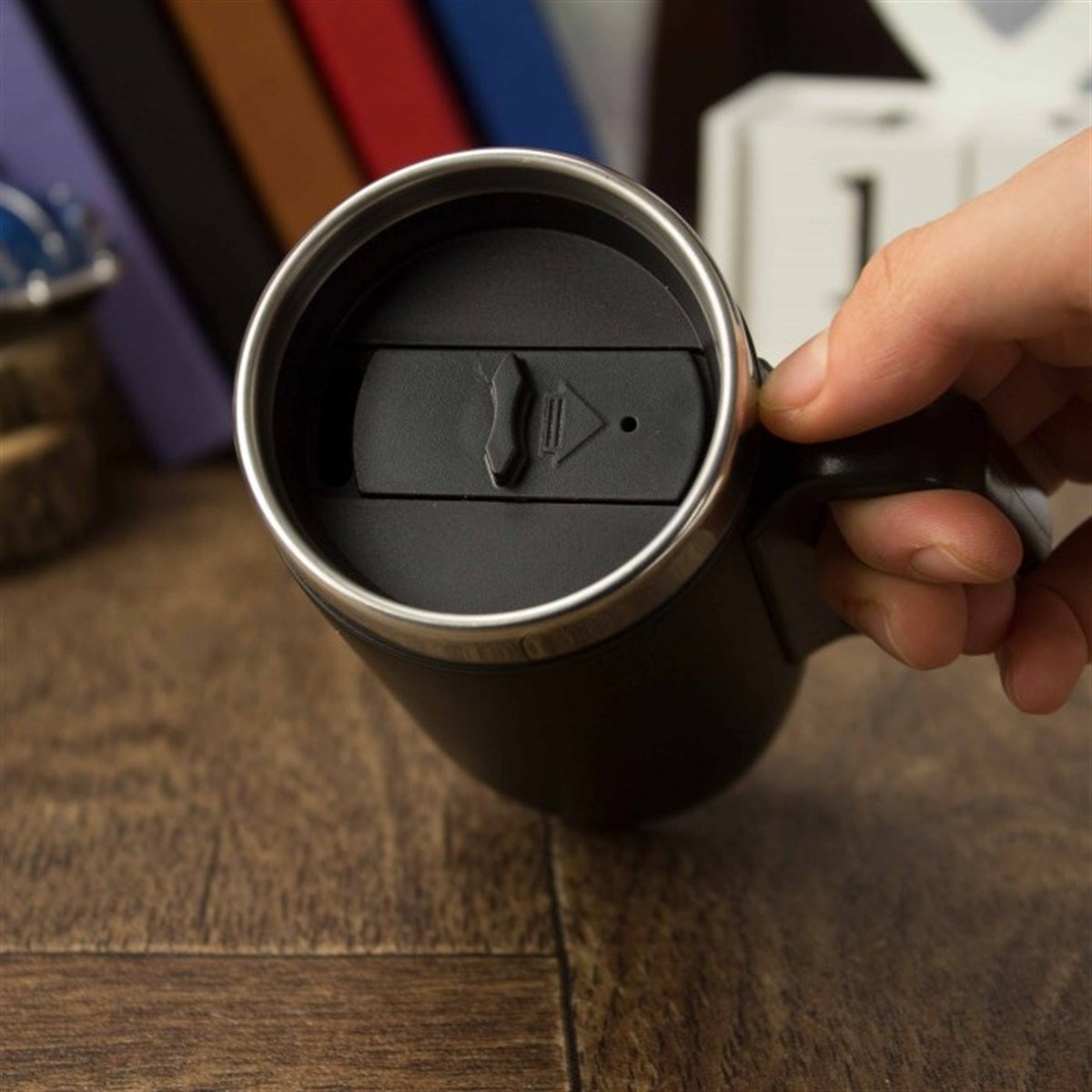 Kişiye Özel Kulplu Çelik Termos Bardak Mat Siyah 240 ml - Coffee
