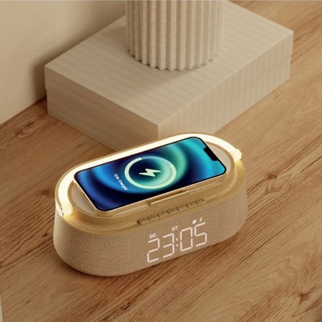 Lüks 5’i Bir Arada Bluetooth Hoparlör Kablosuz Şarj Saat Fonksiyonel Set