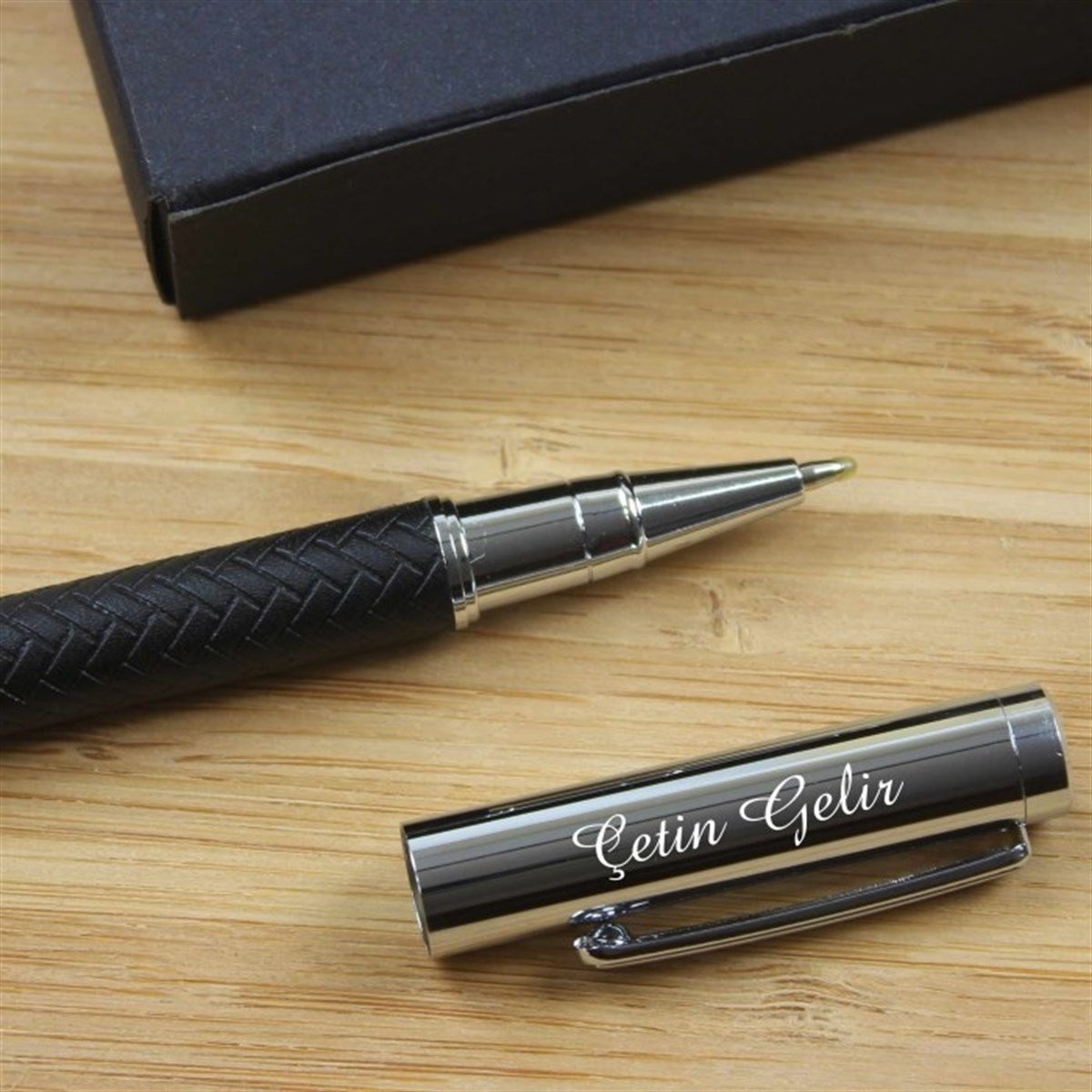 Kişiye Özel Baskılı Siyah Desenli Metal Roller Kalem