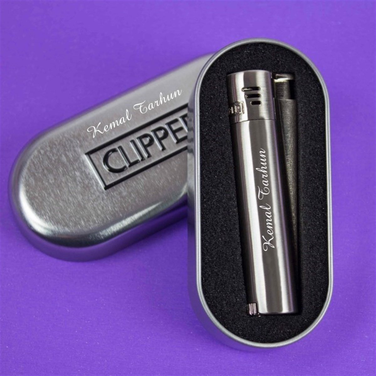 Kişiye Özel Clipper Marka Pürmüz Alevli Metal Çakmak