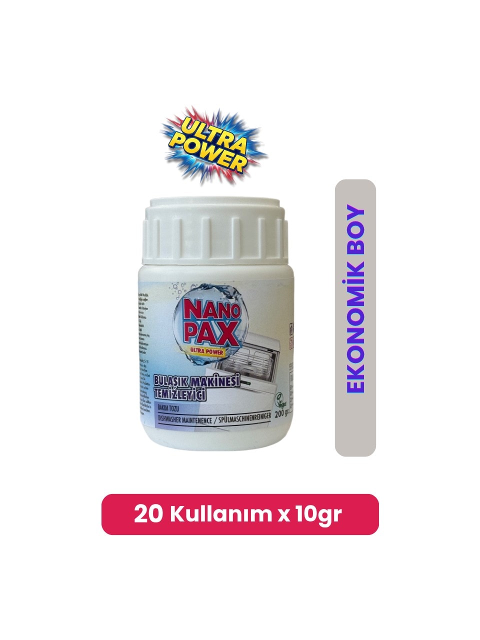 Nanopax Ultra Bulaşık Makinesi Temizleyici Tozu Ultra Konsantre 200 gr (20 x 10 Gr) 