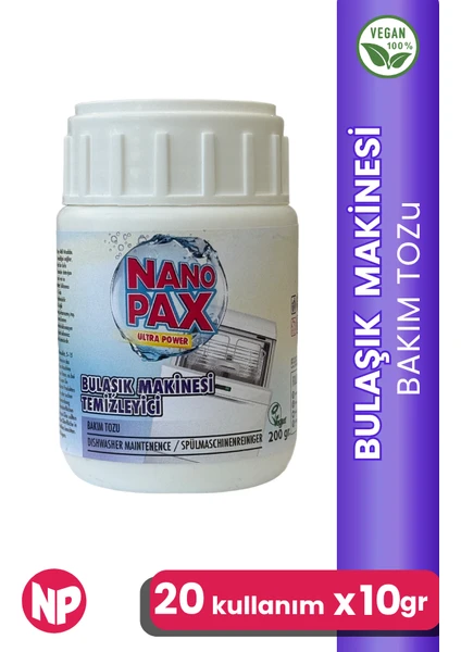 Nanopax Ultra Bulaşık Makinesi Temizleyici Tozu Ultra Konsantre 200 gr (20 x 10 Gr) 